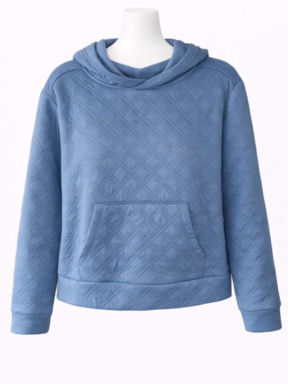 RBX Quilted Hooded Pullover Sweatshirt Blue size small